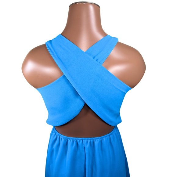 Nordstrom Dee Elle XS Aqua Blue Backless Sleeveless V-Neck Lined Dress - Picture 6 of 11